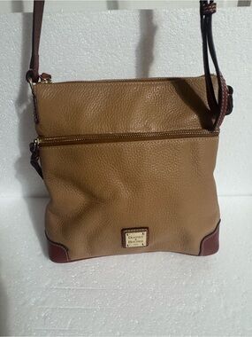 Dooney & Bourke Tan and Brown Pebbled Leather Crossbody